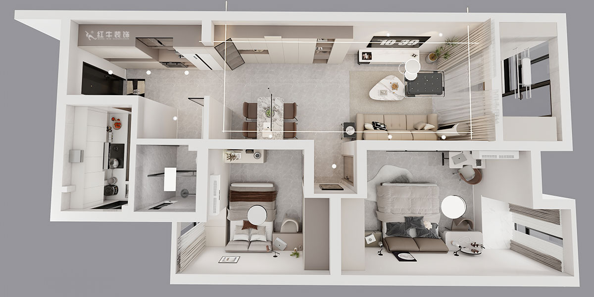 孟宪涛｜紫杨佳园11-108-85㎡-简约风格｜2室2厅1卫｜老房装修｜定制家｜全包12万｜00_04鸟瞰图